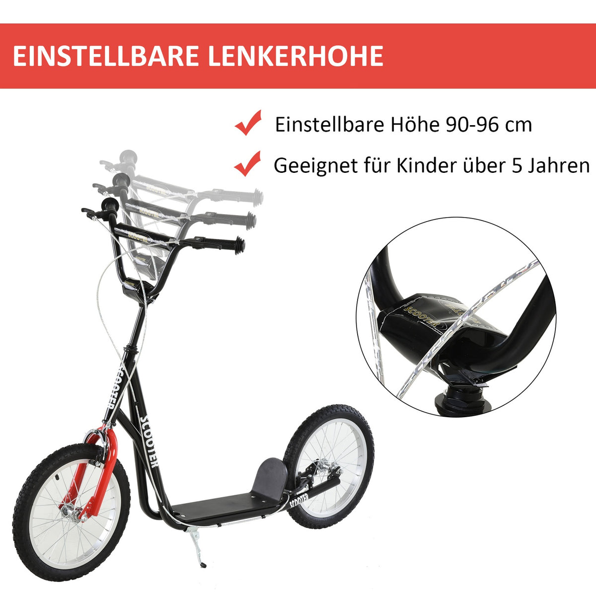 Scooter For Children Aged 5 And Over, Kick Scooter With Pneumatic Tires And Handbrake, City Scooter, Stable And Safe, Blue