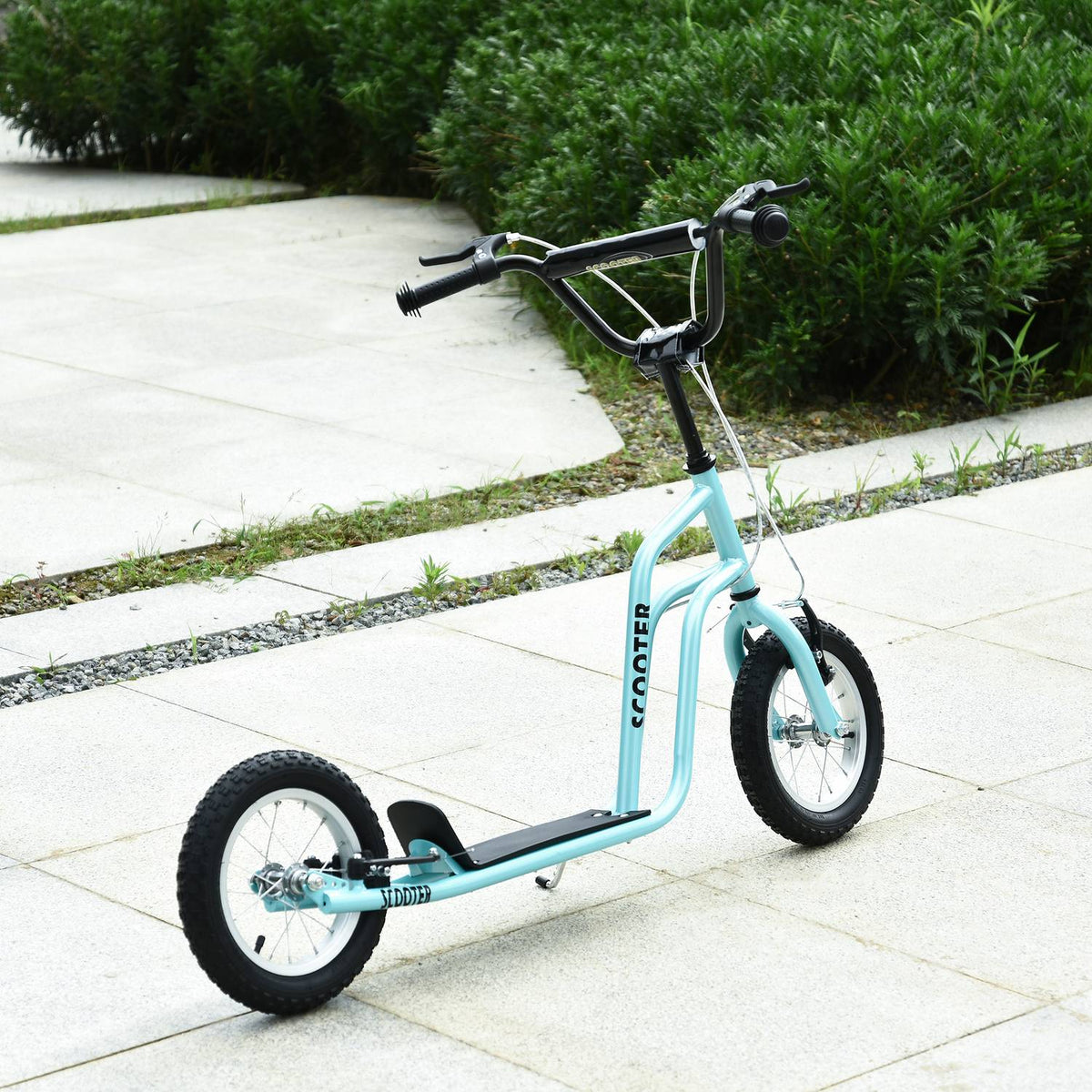 Scooter Kick Scooter Children'S Scooter City Scooter Kickboard With Pneumatic Tires 12 Inch, From 5 Years, Blue, 120X58X75-80Cm