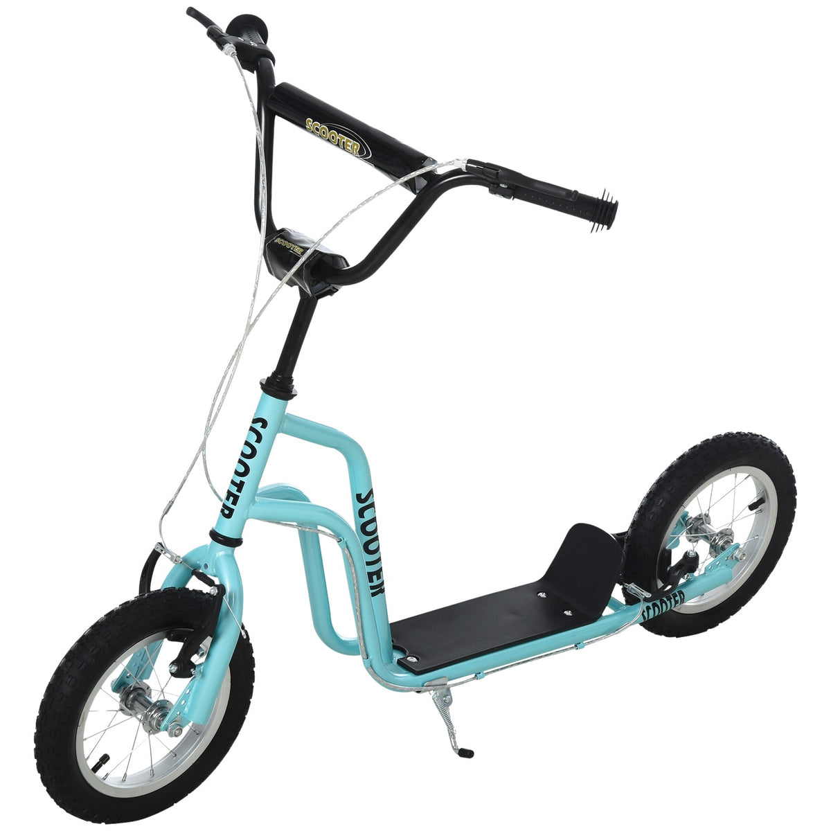 Scooter Kick Scooter Children'S Scooter City Scooter Kickboard With Pneumatic Tires 12 Inch, From 5 Years, Blue, 120X58X75-80Cm