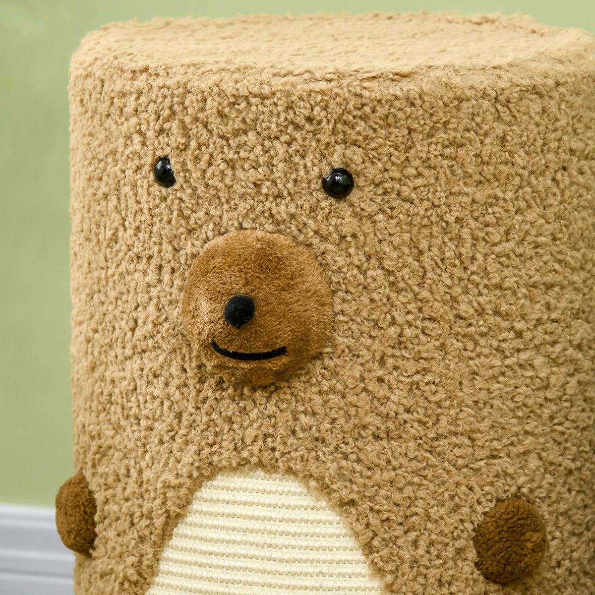 Scratching Barrel 66Cm Play And Scratching Tower With 2 Levels, Scratching Board, 2 Caves, Cat Scratching Post In Bear Design In Light Brown
