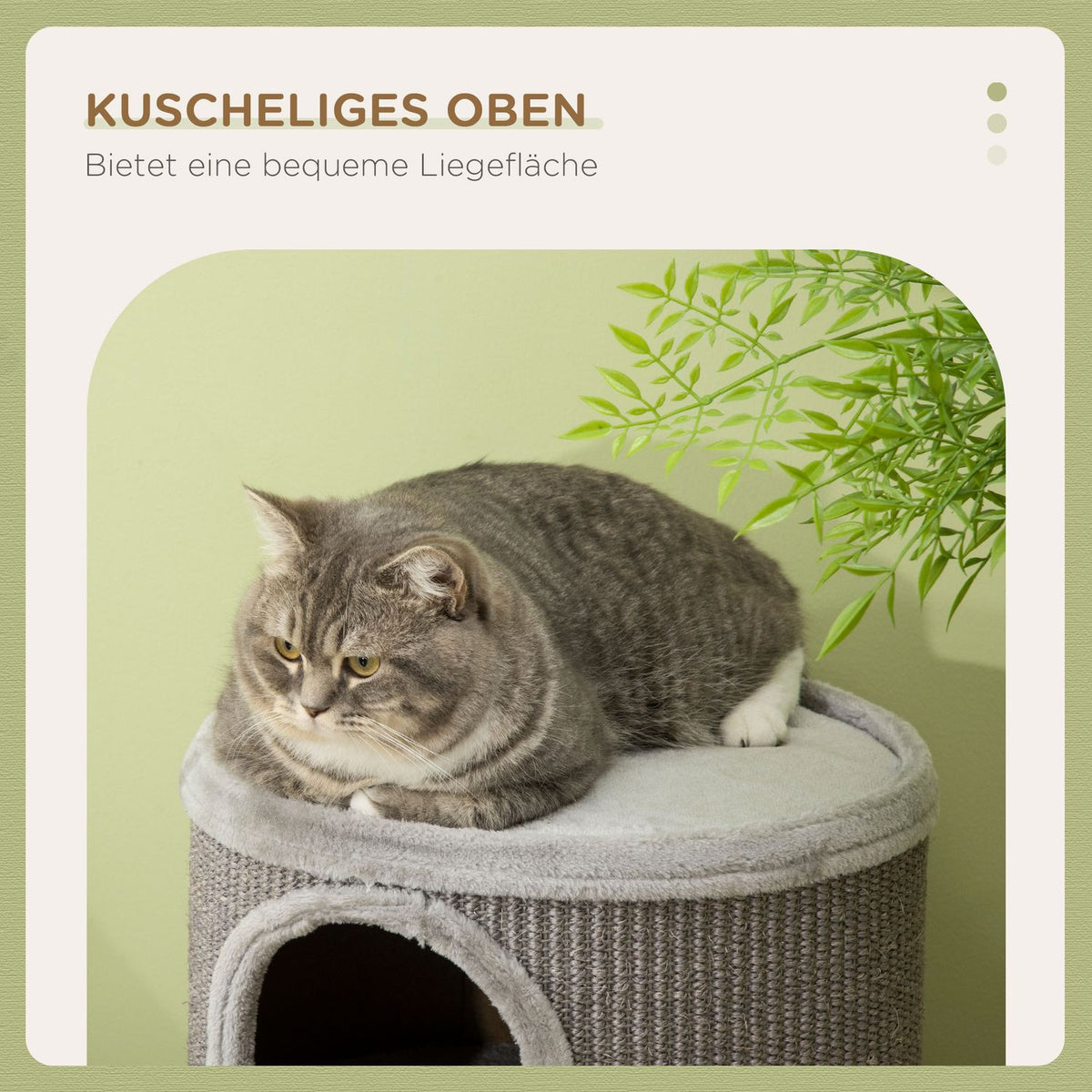 Scratching Barrel Play And Scratching Barrel For Cats With 3 Caves, Made Of Sisal & Plush, Light Gray, Ø38X70Cm
