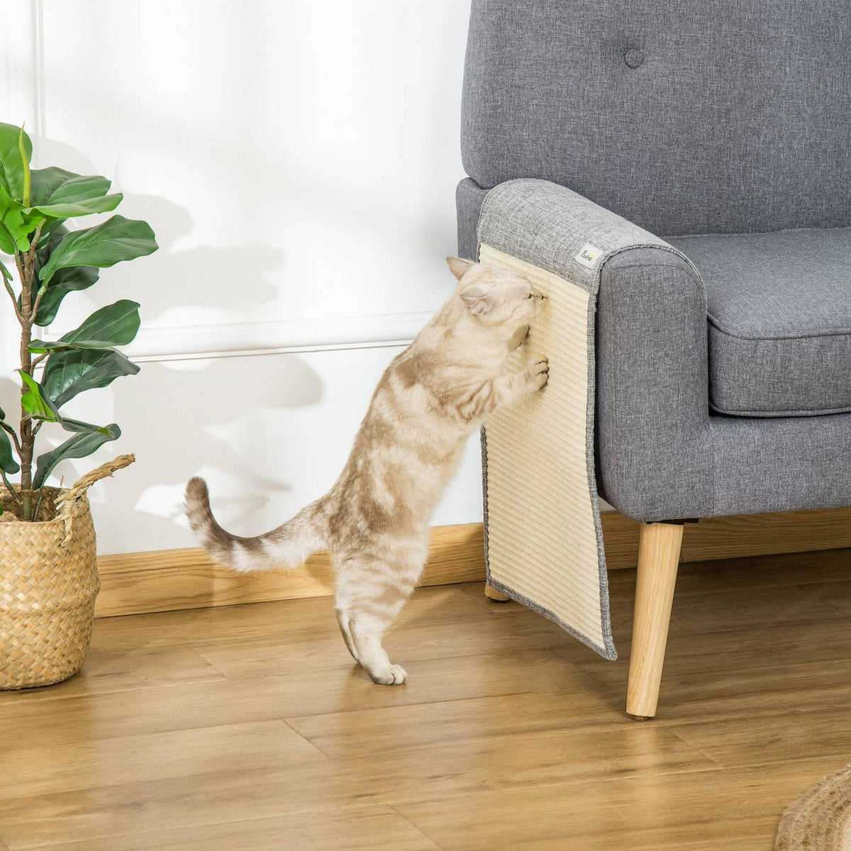 Scratching Mat Set Of 2 Sofa Protection For Cats, Sisal Scratching Mat, Gray, 130X45X0.3Cm, For Armchair & Couch
