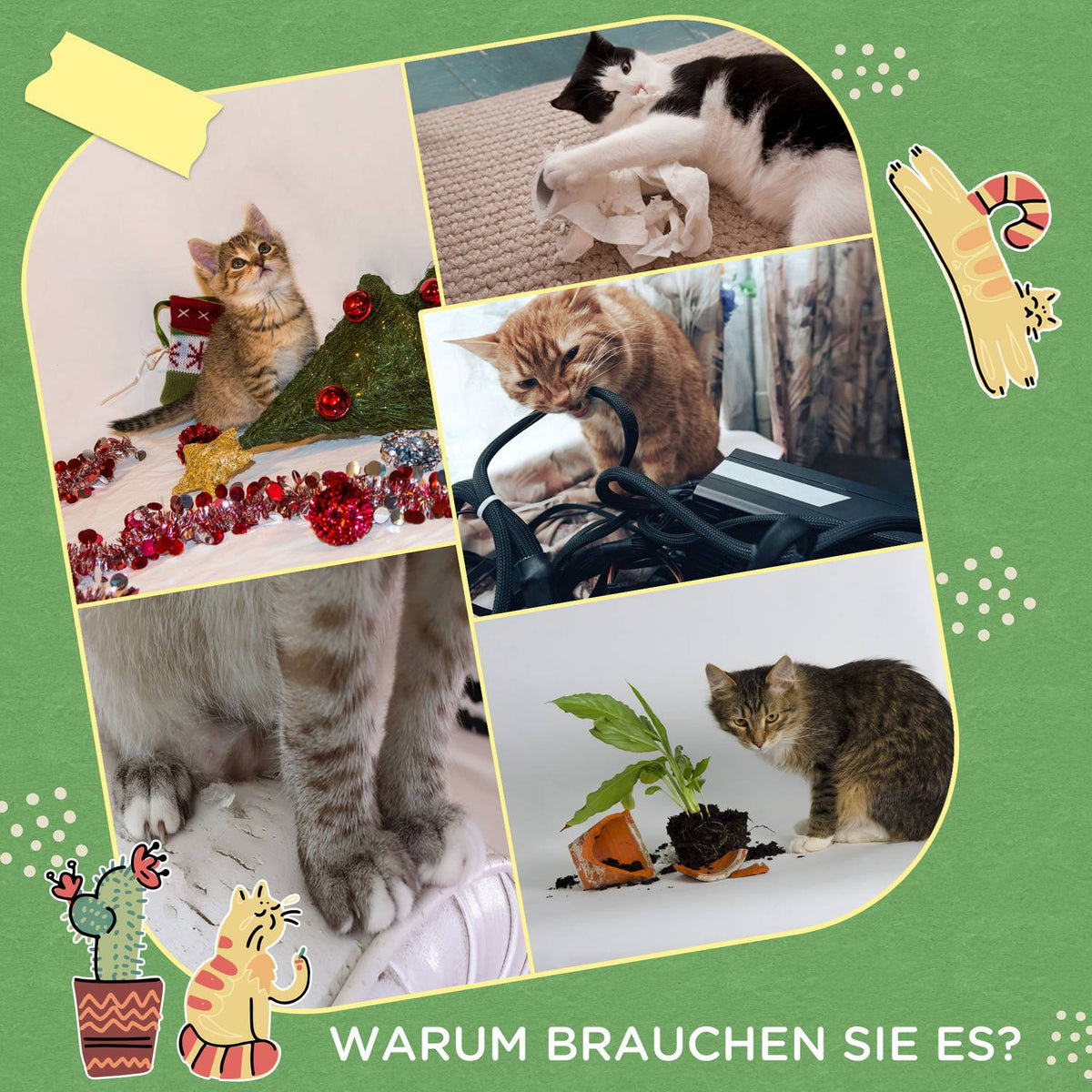 Scratching Post 111Cm Cat Scratching Post With 2 Tiers & Play Ball, For Cats Up To 10Kg, Sisal, Green