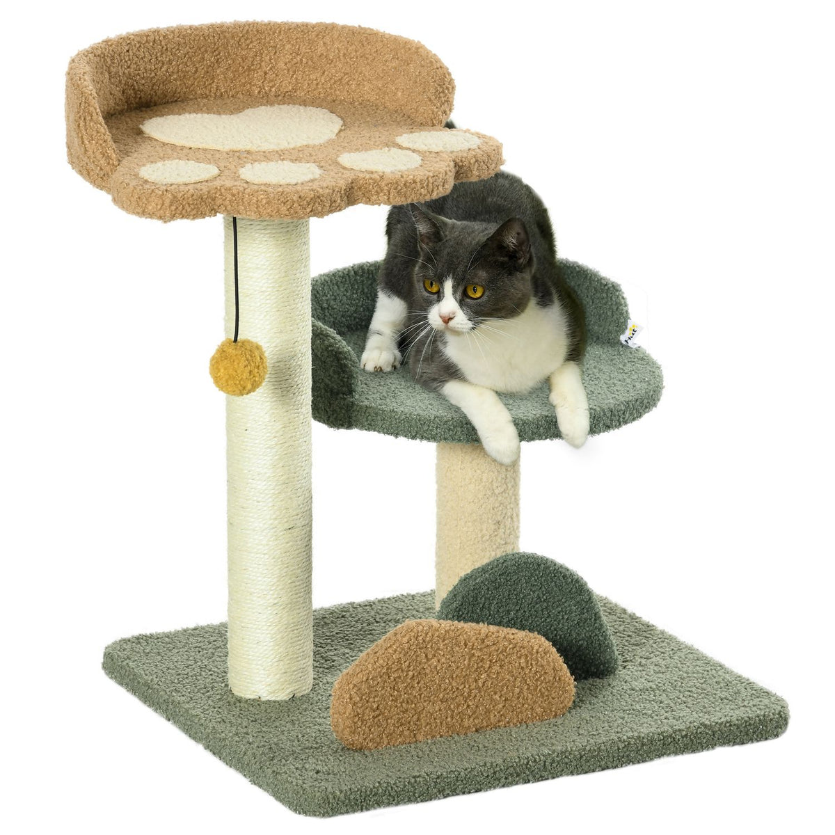 Scratching Post 52 Cm Cat Scratching Post With 2 Levels, Toy Ball, Sisal, For Indoor