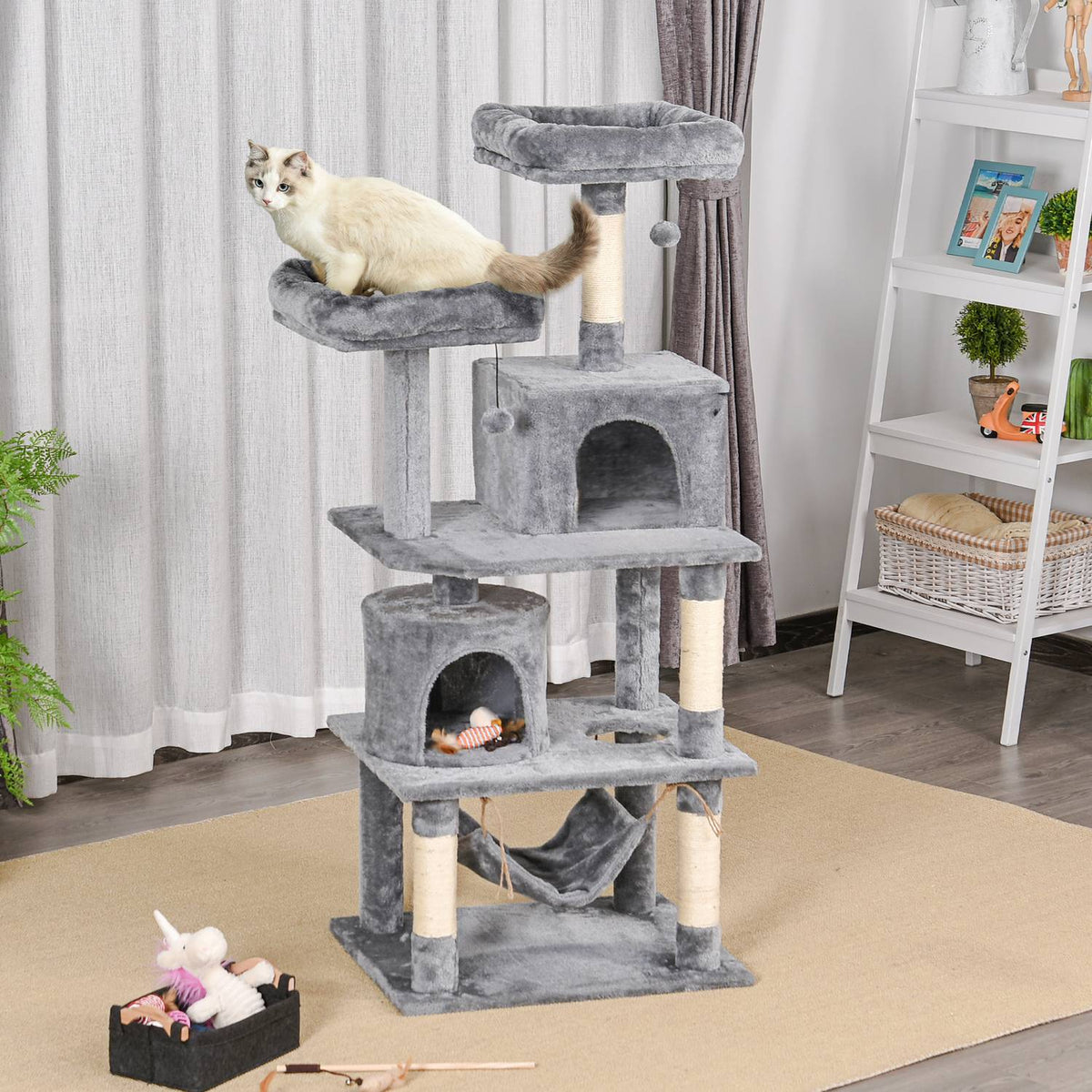 Scratching Post Climbing Tree With Cat Cave, Sisal Posts, 60X50X145Cm