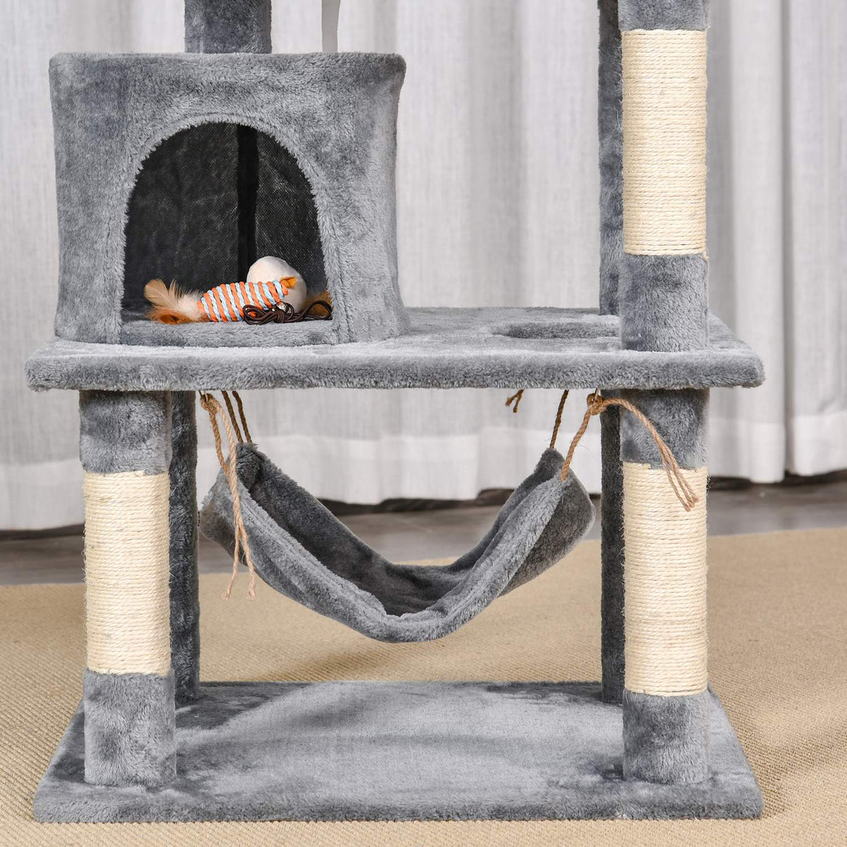 Scratching Post Climbing Tree With Cat Cave, Sisal Posts, 60X50X145Cm