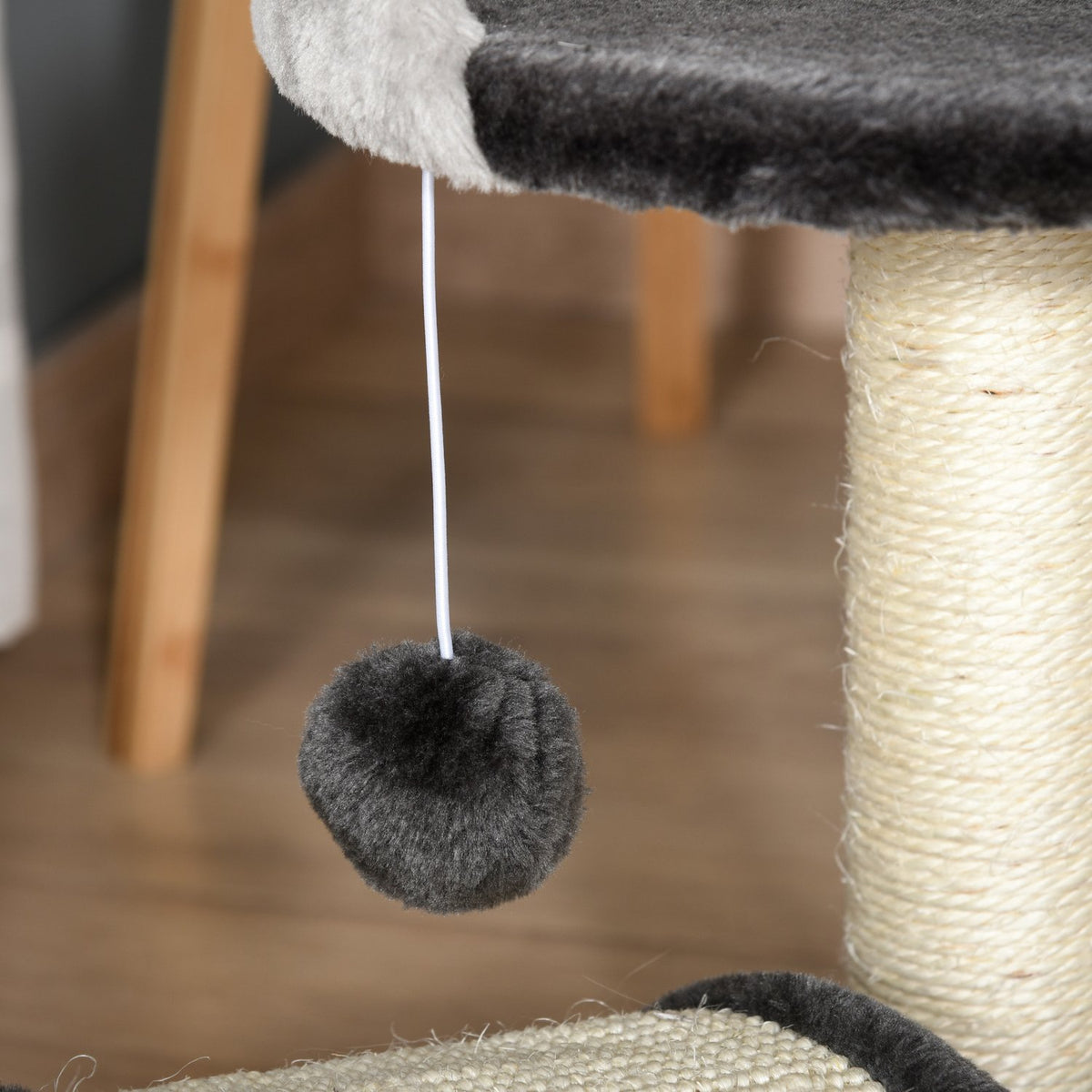 Scratching Post Play Balls & Sisal Rope Scratching Poles, Stable Cat Tree, Gray, 35.5X37X46Cm