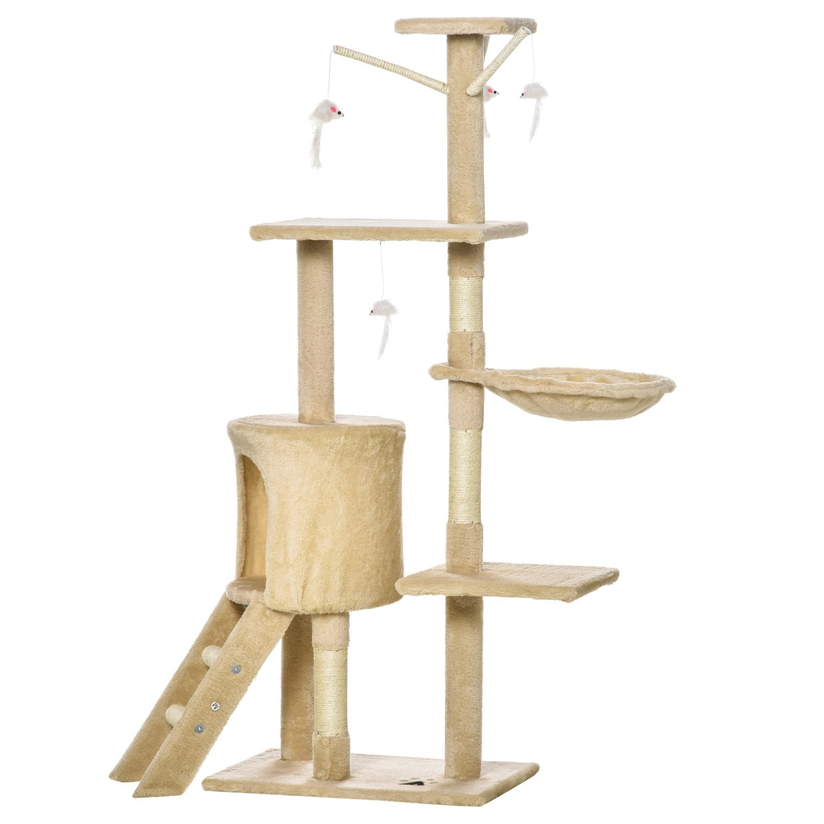 Scratching Post Stairs 4 Toys Beige Game & Rest 50X35X134.2Cm