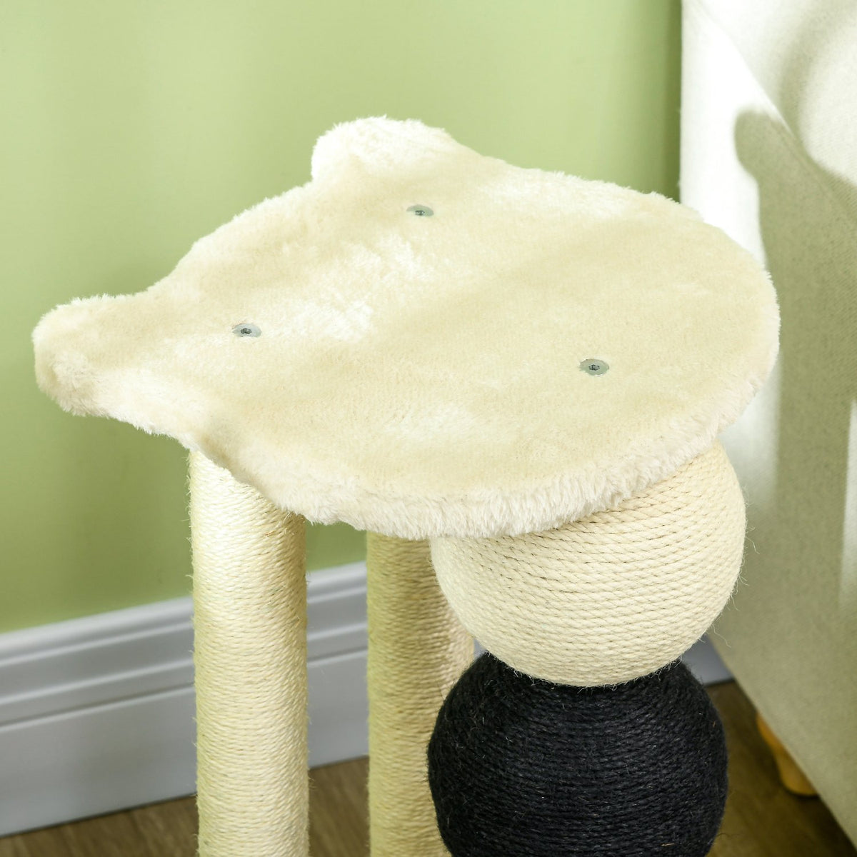 Scratching Post With Platform, 2 Sisal Posts, 4 Sisal Balls, E1 Chipboard, Compact, 38X38X64Cm
