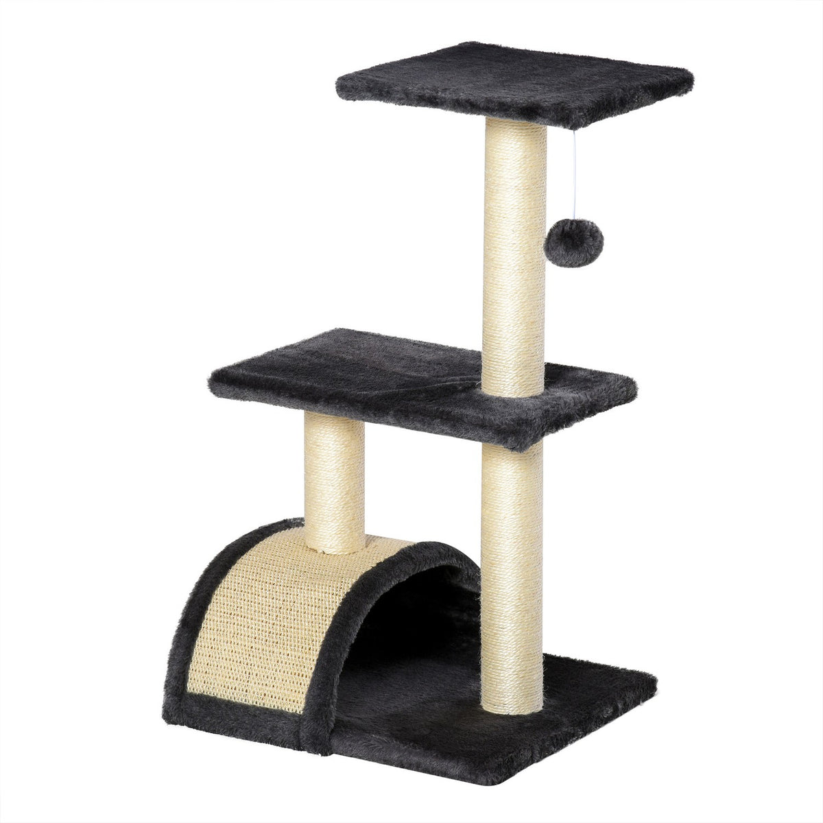 Scratching Post With Scratching Board, Dark Gray, E1 Mdf Sisal Plush, 40X35X72Cm