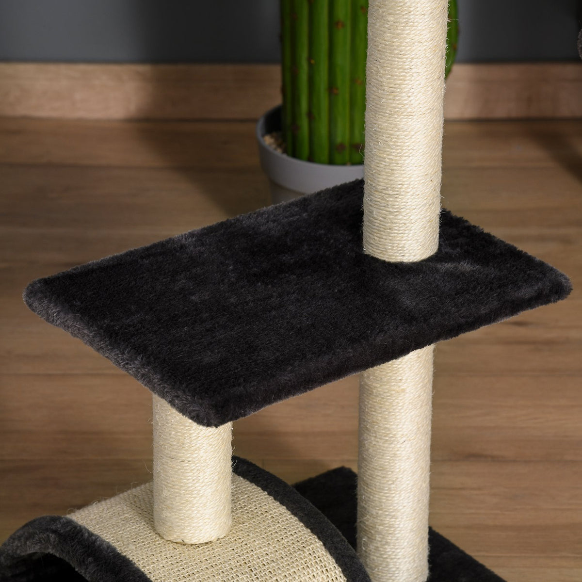 Scratching Post With Scratching Board, Dark Gray, E1 Mdf Sisal Plush, 40X35X72Cm
