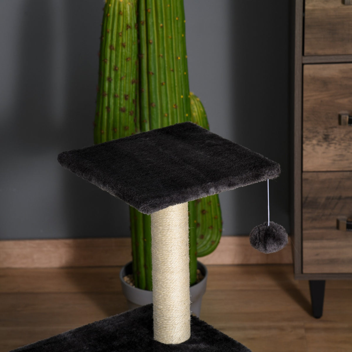 Scratching Post With Scratching Board, Dark Gray, E1 Mdf Sisal Plush, 40X35X72Cm