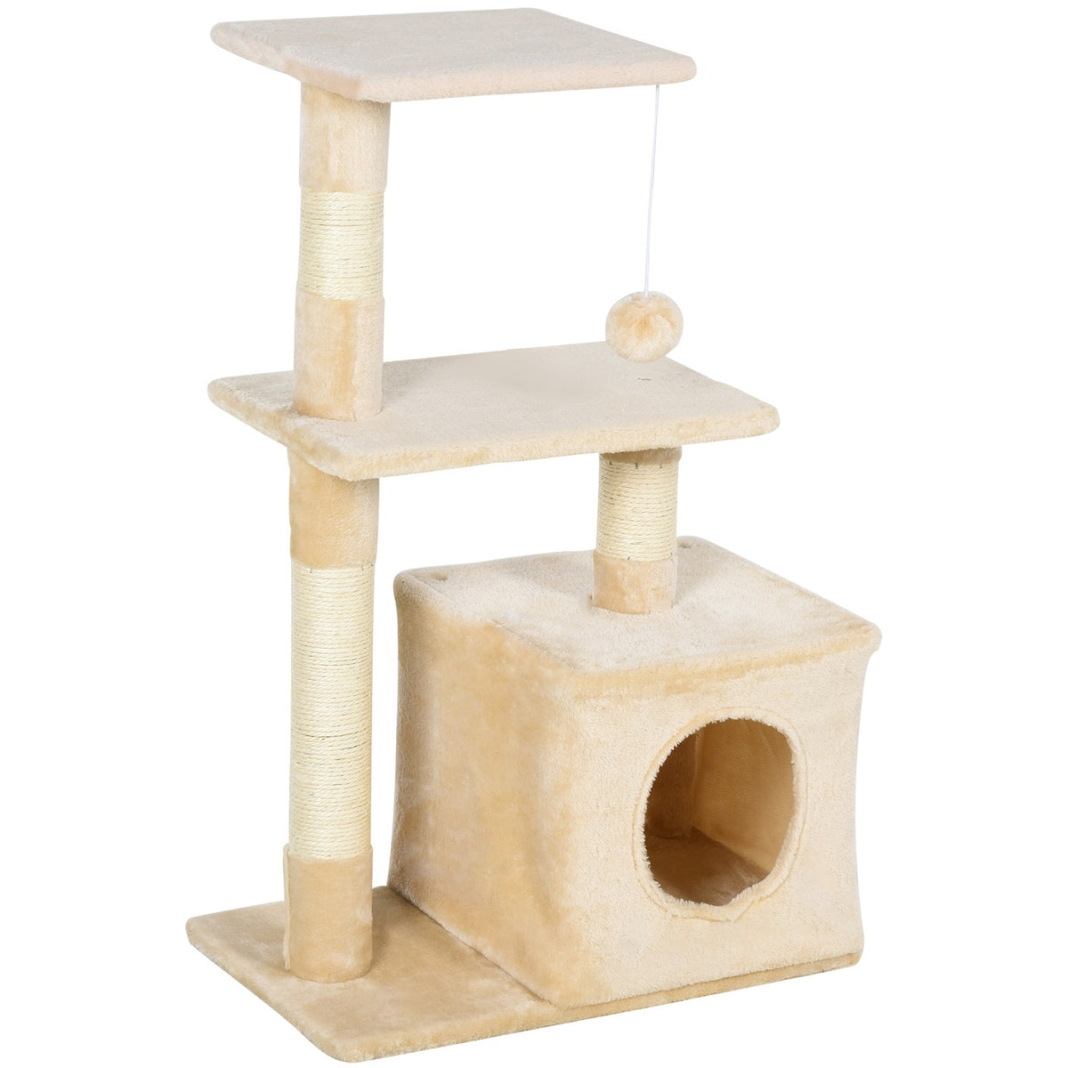 Scratching Post With Sisal, Soft Plush, Scratching Board, Stable, E1 Class Chipboard, 50X30X80Cm