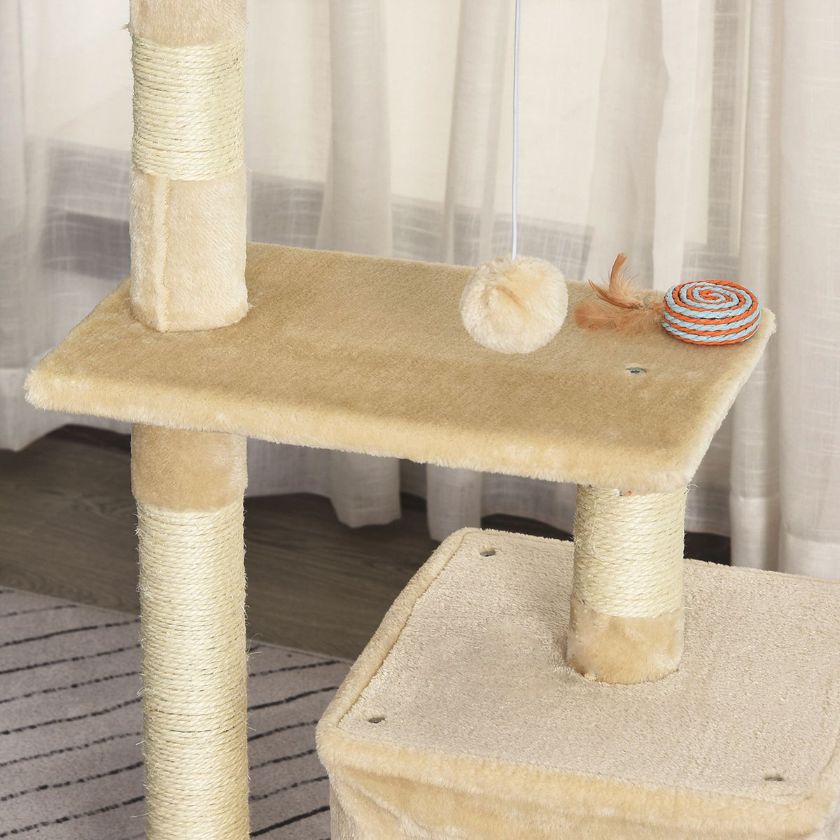 Scratching Post With Sisal, Soft Plush, Scratching Board, Stable, E1 Class Chipboard, 50X30X80Cm