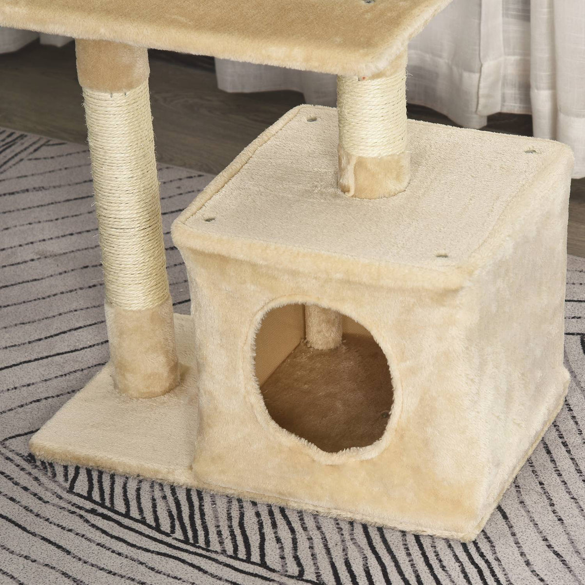 Scratching Post With Sisal, Soft Plush, Scratching Board, Stable, E1 Class Chipboard, 50X30X80Cm