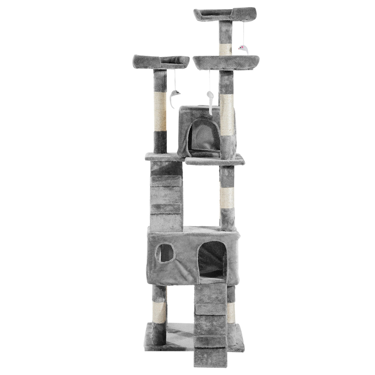 Scratching Post Xxl Cat Cave Ladder Climbing Tree Multi-Level Gray 50X50X170Cm