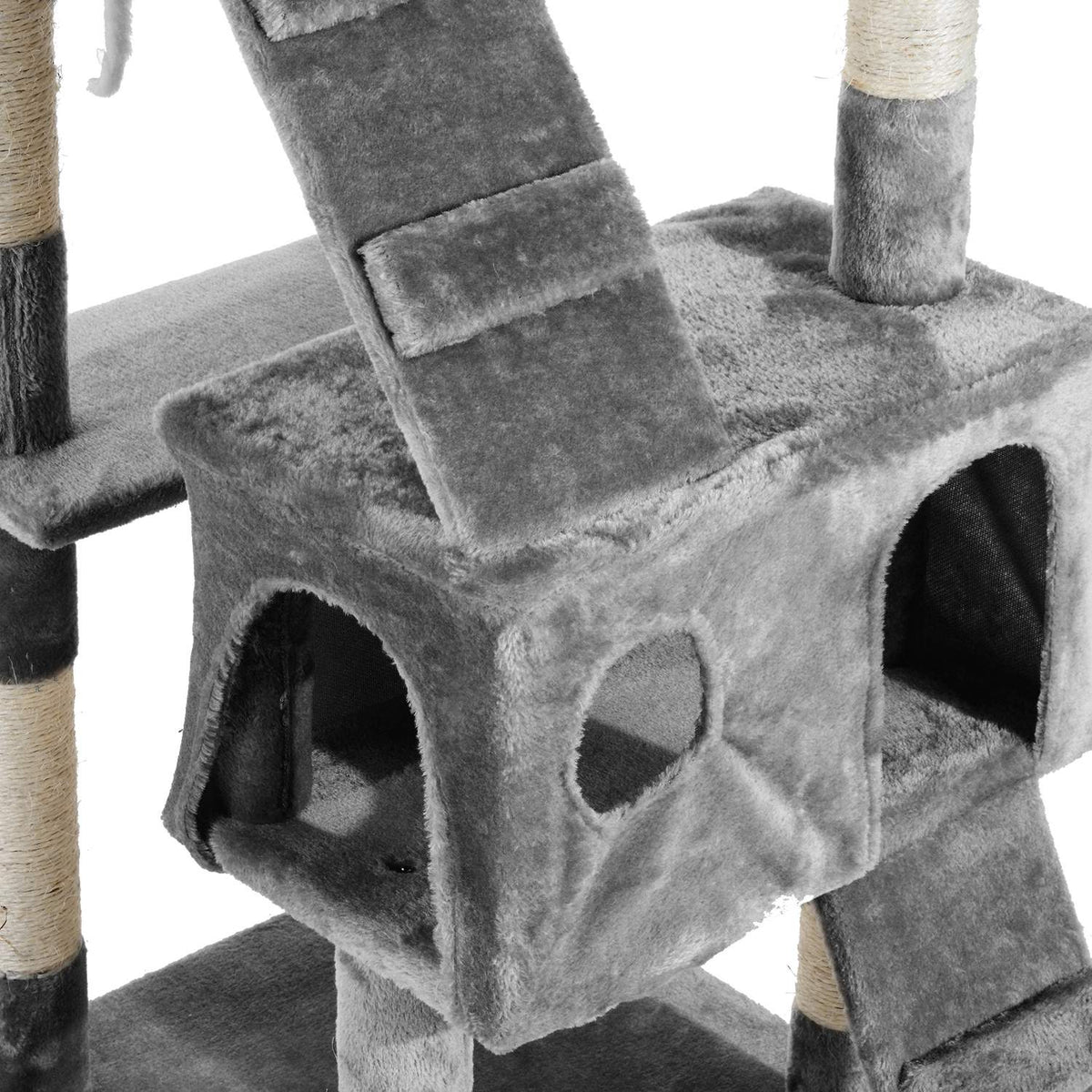 Scratching Post Xxl Cat Cave Ladder Climbing Tree Multi-Level Gray 50X50X170Cm