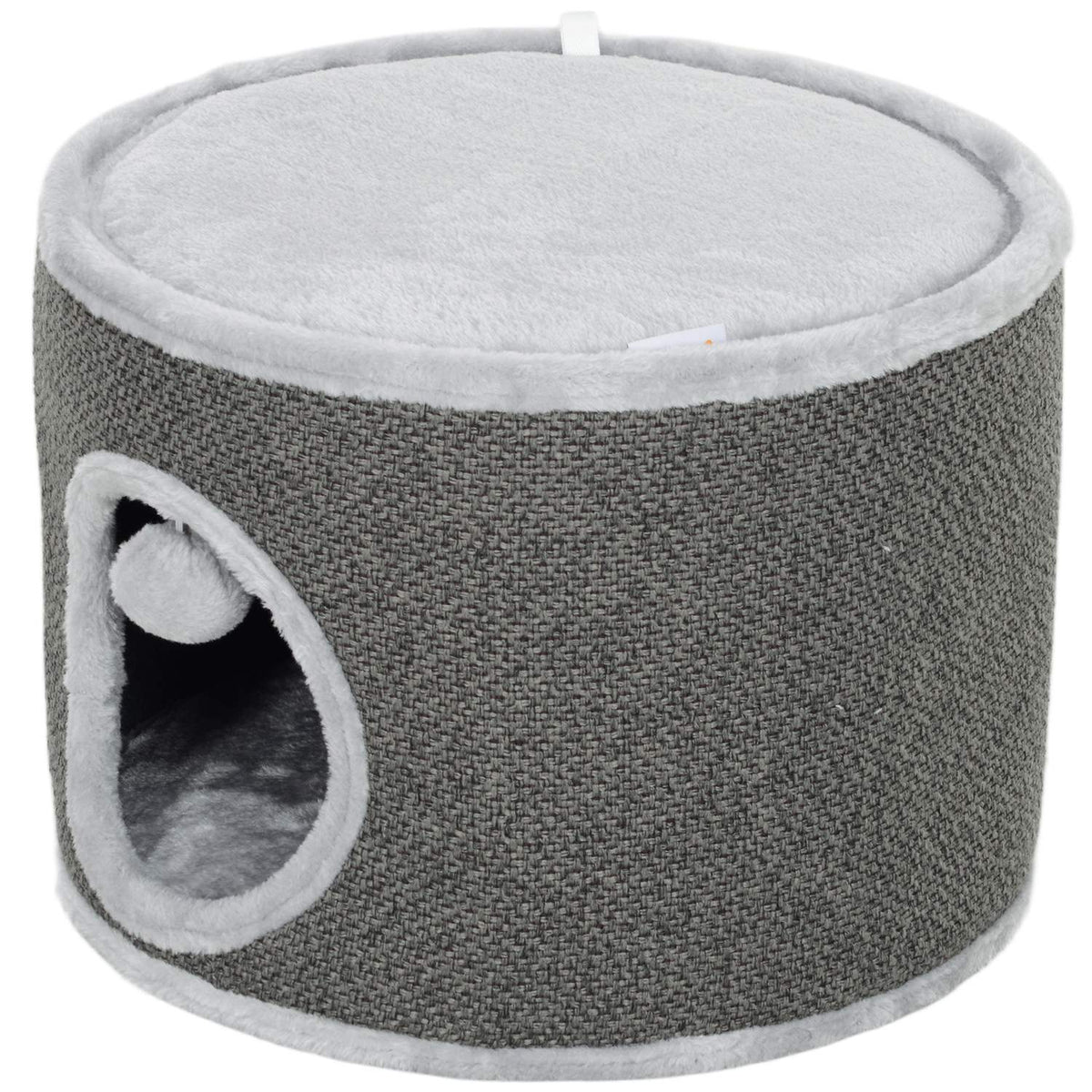 Scratching barrel, 30 cm high cat barrel with cave, scratching post, cat tower made of sisal, for cats up to 5 kg, dark gray