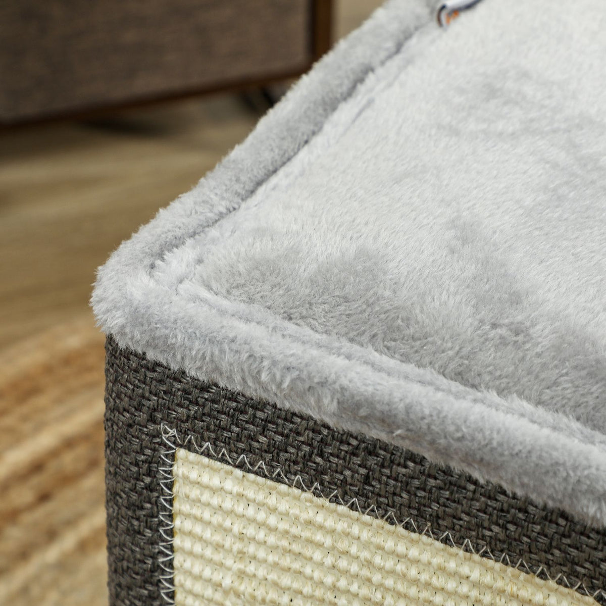 Scratching barrel, 35 cm high, cat barrel with cave, scratching post with play ball, cat tower made of sisal, for cats up to 6 kg, dark gray + cream white