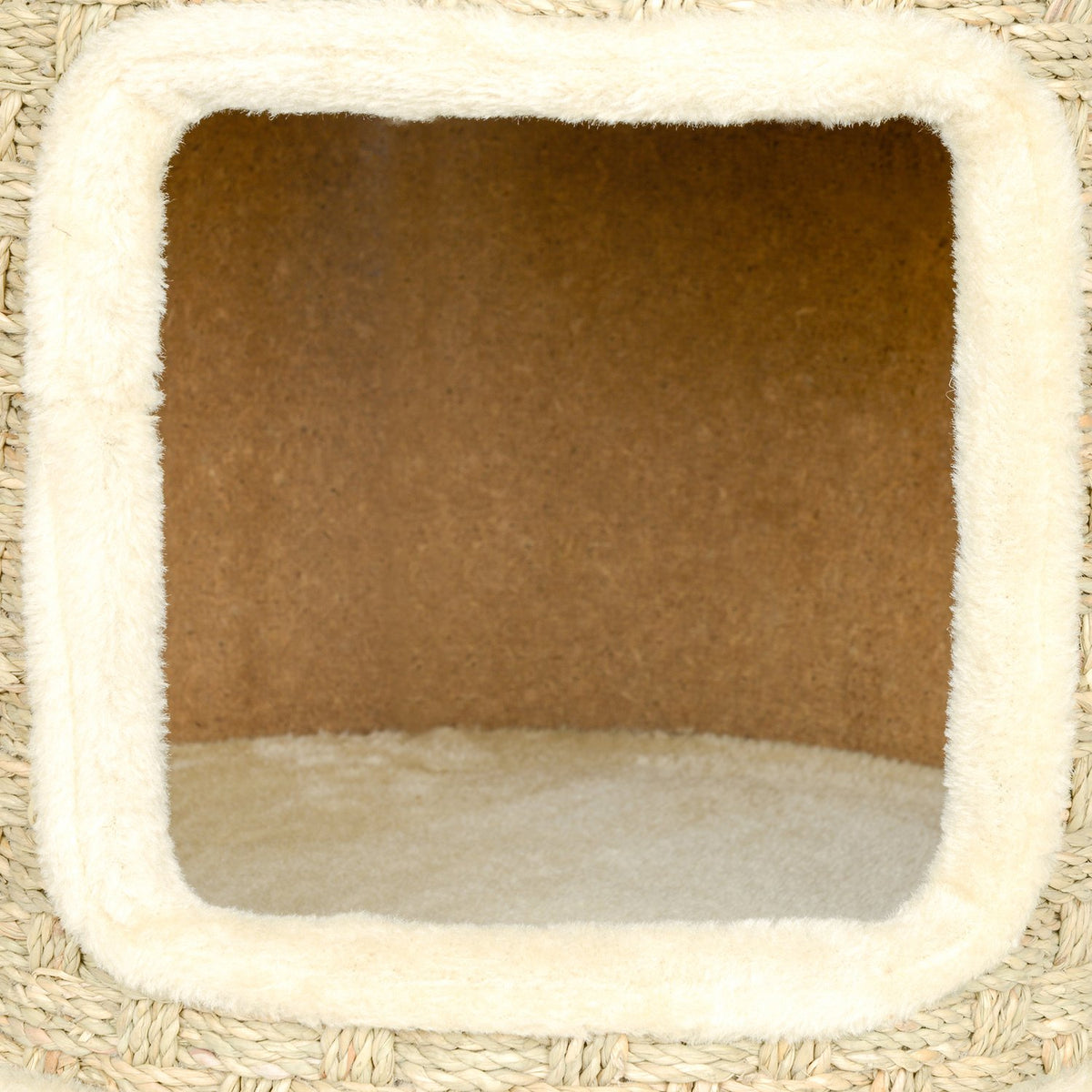 Scratching barrel, 37 cm high cat barrel with door, scratching post with 2 levels, cat tower made of sisal, for cats up to 5 kg, khaki