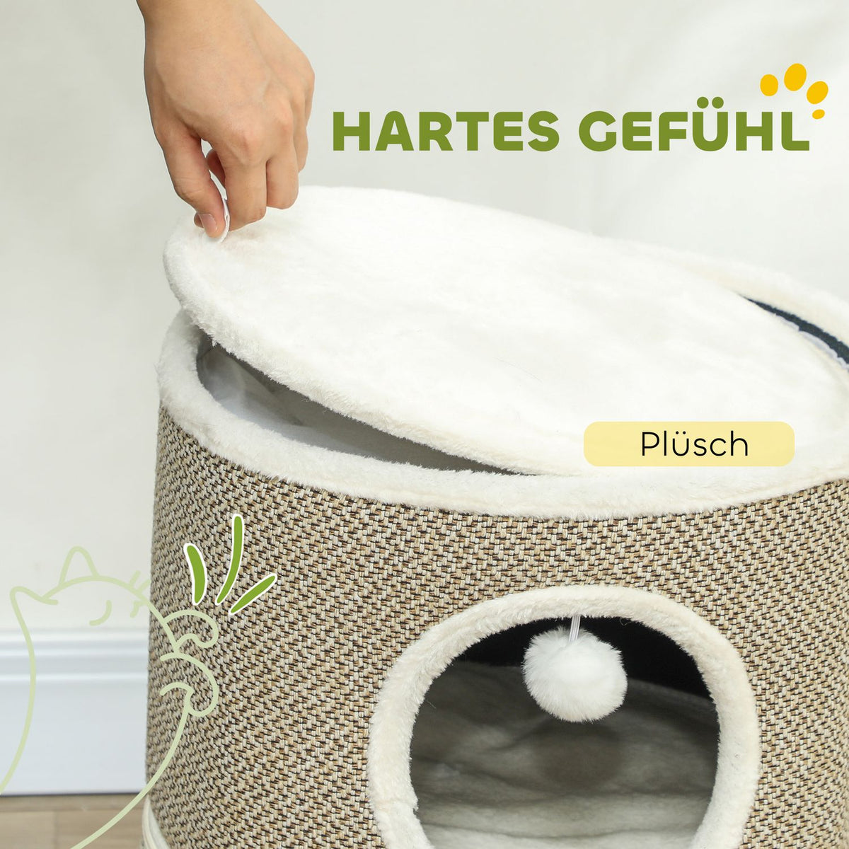 Scratching barrel, 56 cm high cat barrel with cave, scratching post, cat tower made of sisal, for cats up to 5 kg, dark gray