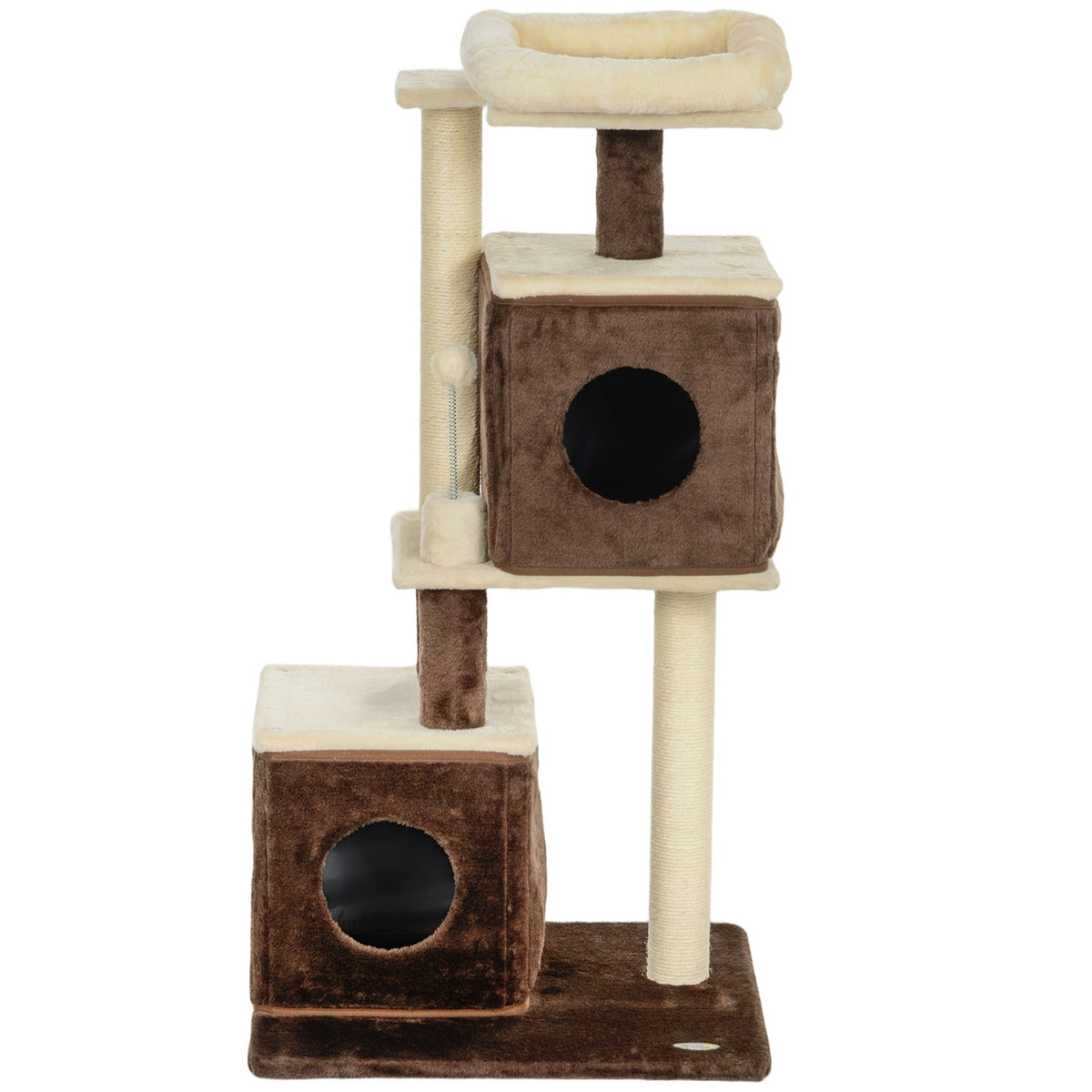 Scratching post 107 cm cat tree with cat cave, bed, play ball, cat scratching post with sisal scratching posts, for cats up to 5 kg, dark brown