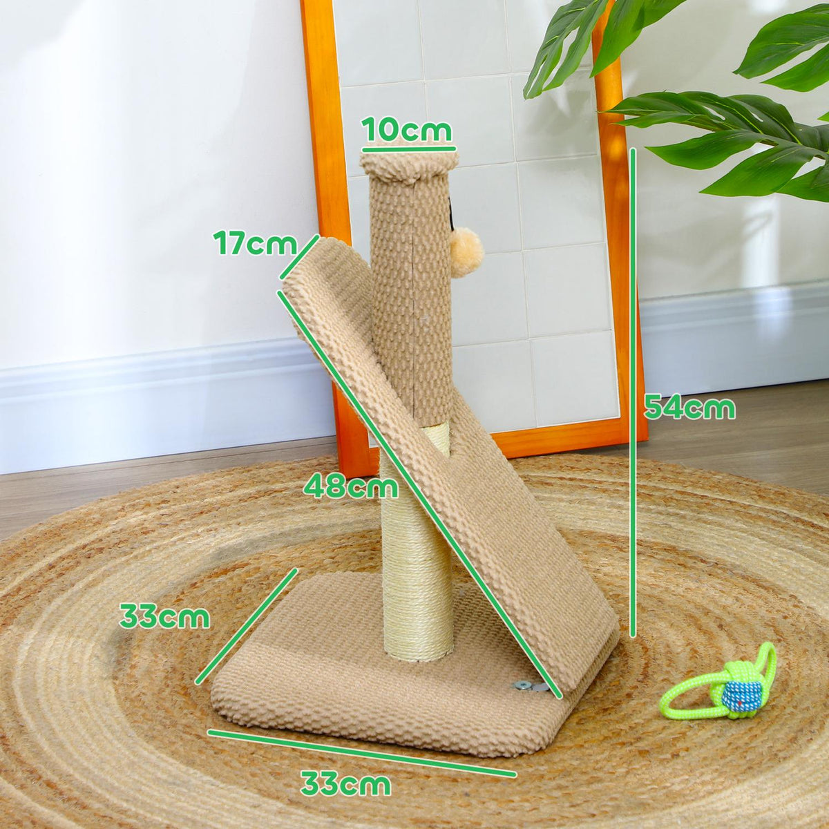 Scratching post, 54cm scratching post, sisal cat scratching post with play ball, scratching post for cats, cat scratching furniture, indoor, cream white
