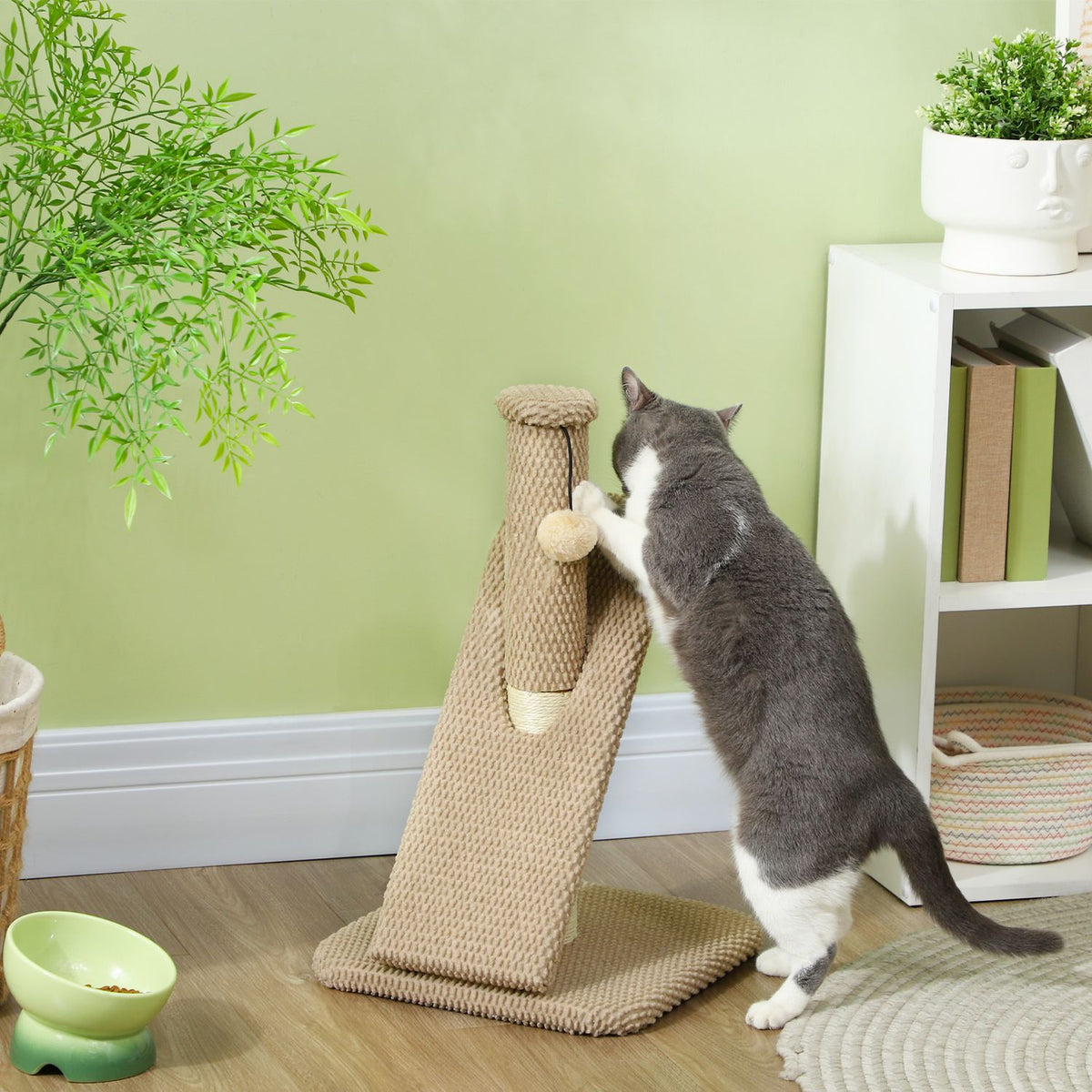 Scratching post, 54cm scratching post, sisal cat scratching post with play ball, scratching post for cats, cat scratching furniture, indoor, cream white