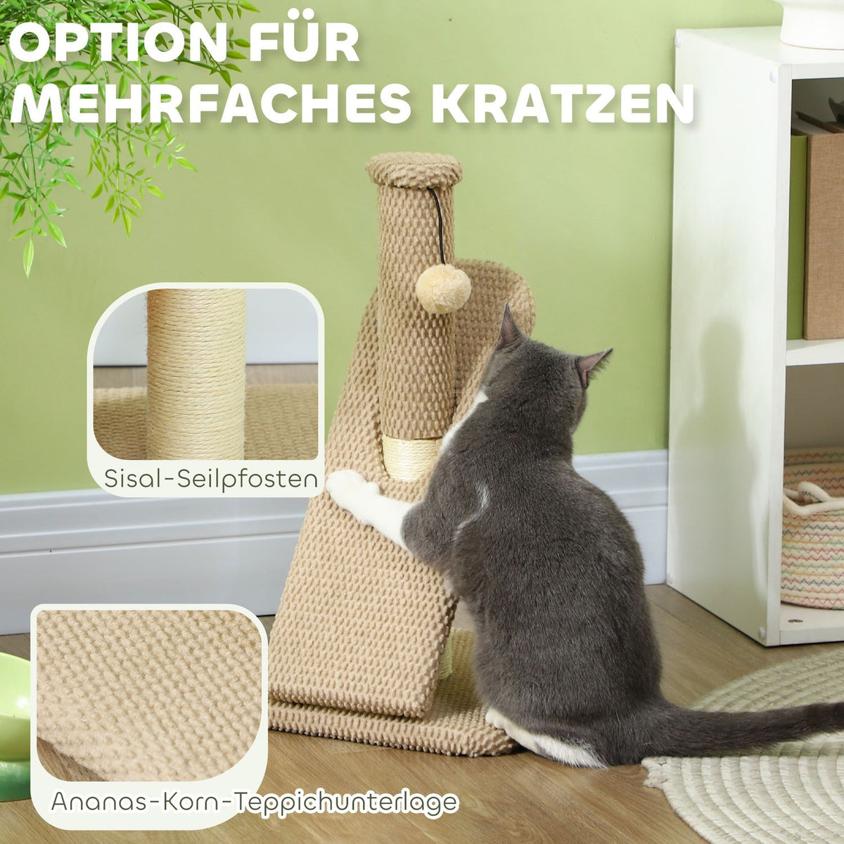 Scratching post, 54cm scratching post, sisal cat scratching post with play ball, scratching post for cats, cat scratching furniture, indoor, cream white