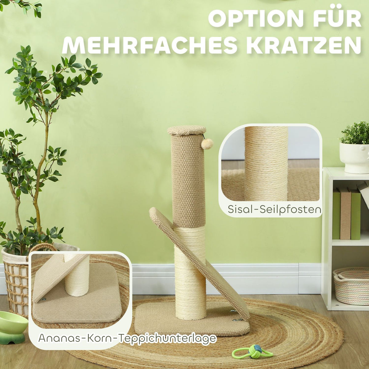 Scratching post, 84cm scratching post, sisal cat scratching post with play ball, scratching post for cats, cat scratching furniture, indoor, cream white
