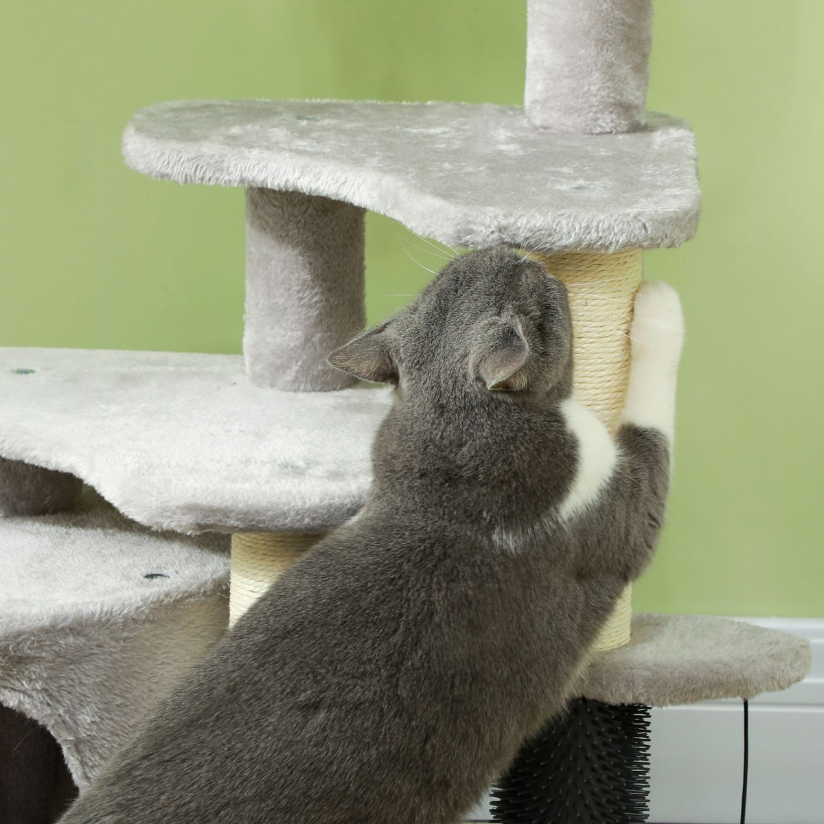 Scratching post 87 cm cat tree with cat cave, bed, play balls, cat scratching post with sisal scratching posts, for cats up to 5 kg, light gray