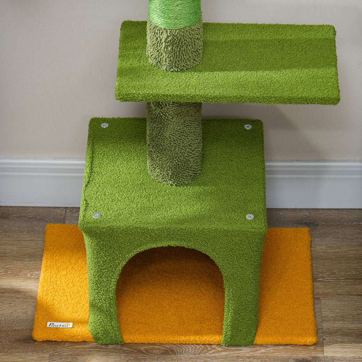 Scratching post ceiling high, cat tree, 230-275 cm cat scratching post with cat cave, scratching posts, play ball, cat furniture with tip protection, green
