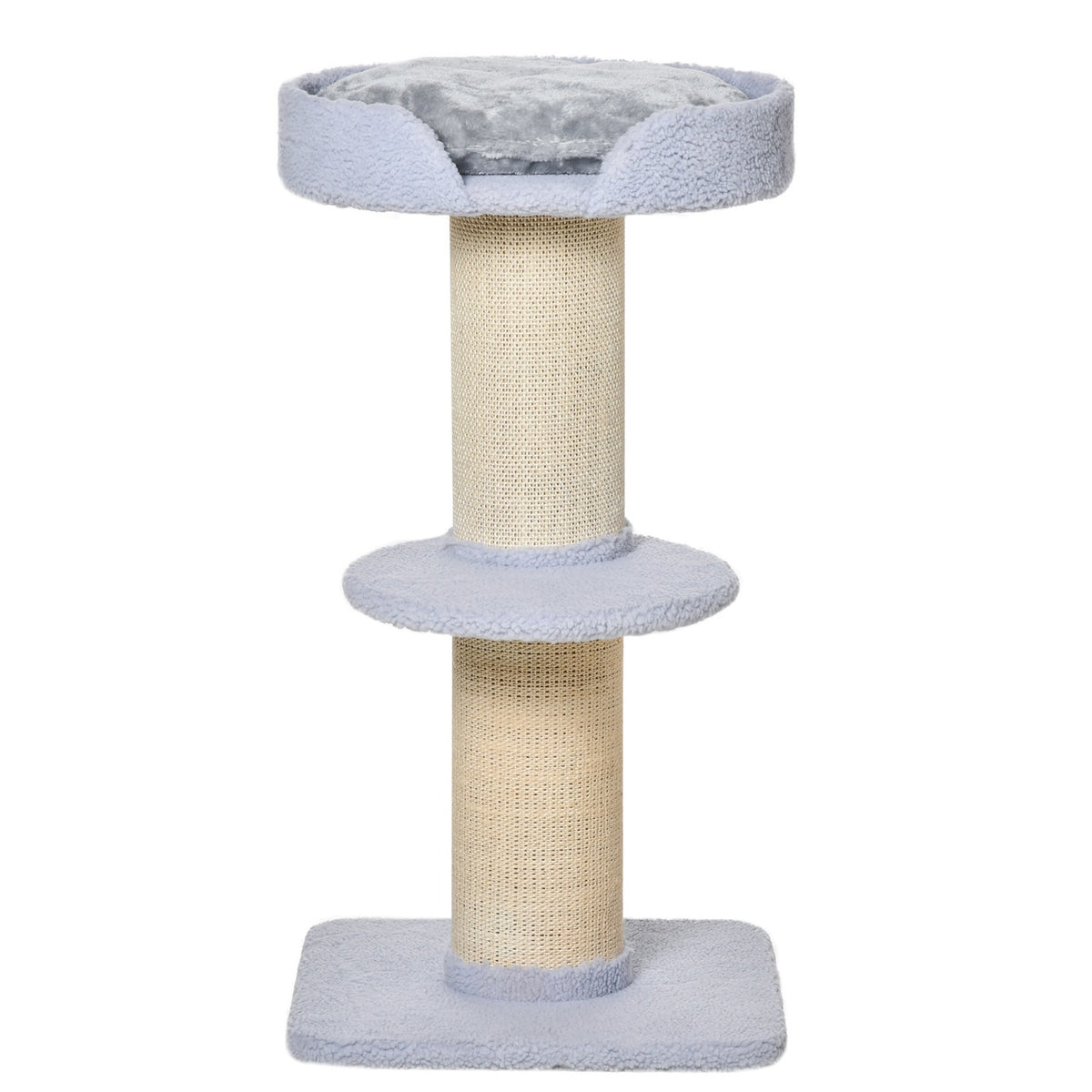 Scratching post, load capacity 30kg, play tree with scratching post, platform, sisal, light blue, 45x45x91cm
