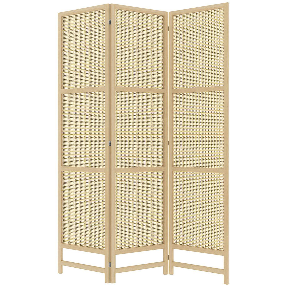 Screen 3-part 135 x 180 cm partition room divider made of PP rattan, foldable room divider, privacy screen for living room, natural