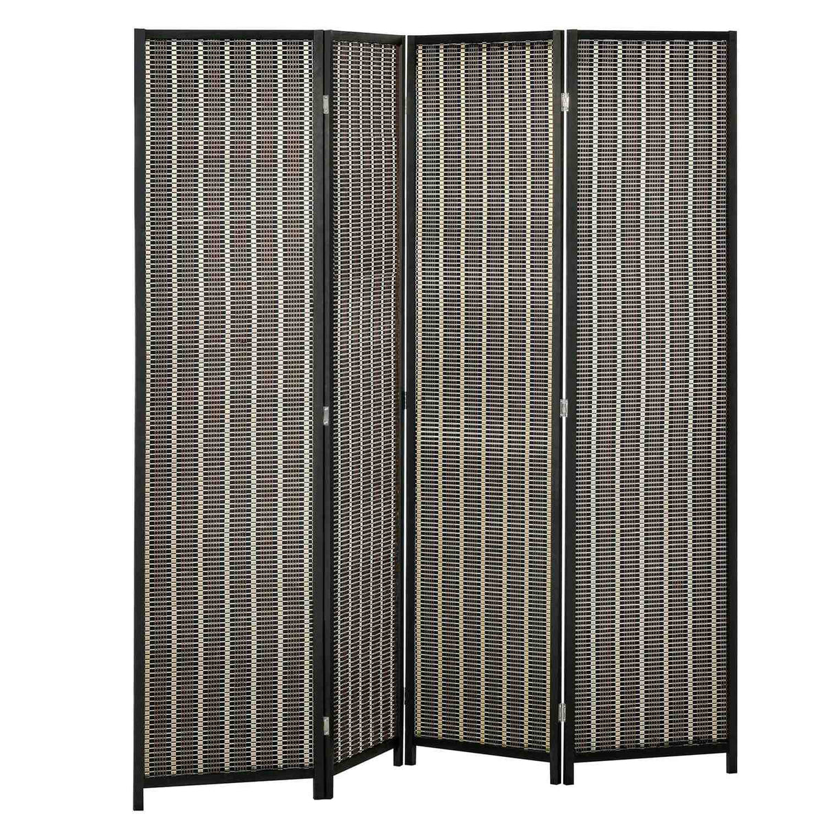 Screen 4-Piece 180 x 180 cm Room Divider Made of Bamboo Foldable Privacy Screen Room Divider for Living Room Brown