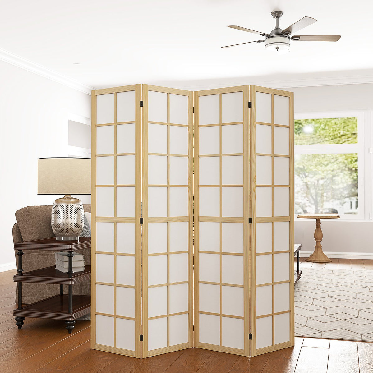 Screen 4-part 160 x 170 cm partition room divider, foldable room divider, privacy screen for living room, natural