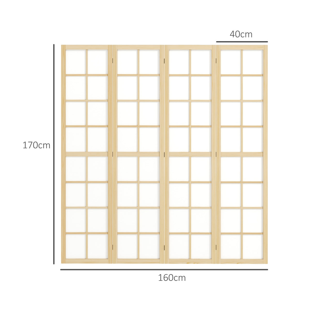 Screen 4-part 160 x 170 cm partition room divider, foldable room divider, privacy screen for living room, natural