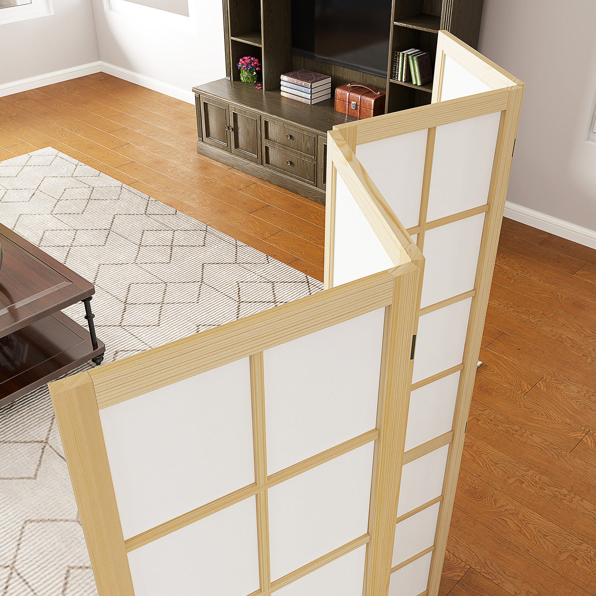 Screen 4-part 160 x 170 cm partition room divider, foldable room divider, privacy screen for living room, natural