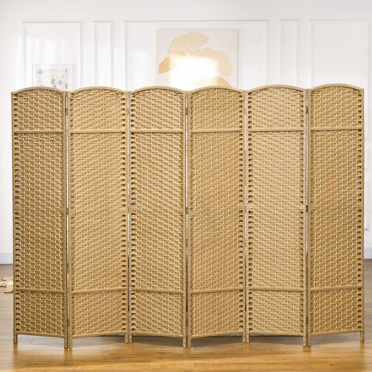 Screen 6-Piece 240 x 170 cm Room Divider Made of Bamboo, Foldable Screen Room Divider Privacy Screen for Living Room Natural