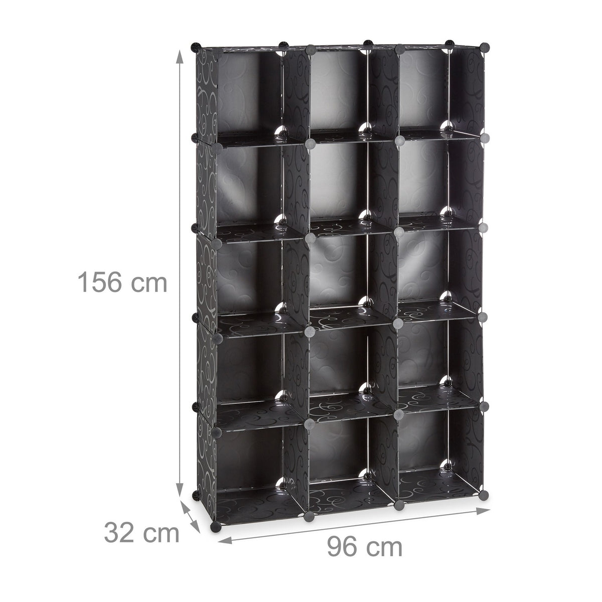 Screwless plastic shelves with 15 compartments