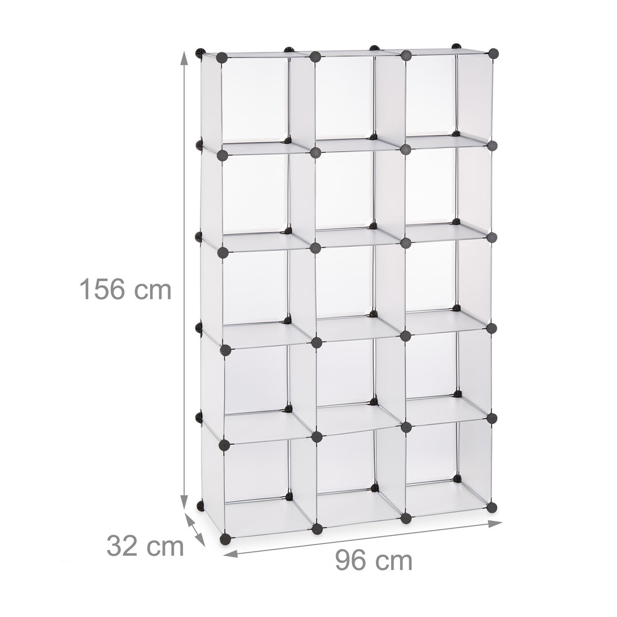 Screwless plastic shelves with 15 compartments