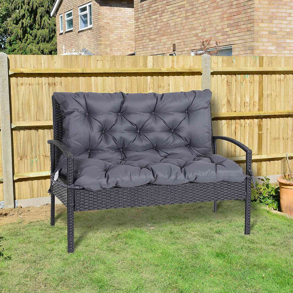 Seat Cushion Bench Garden Bench Cushion Bench Cushion 100 X 98 X 8 Cm Cotton Dark Gray