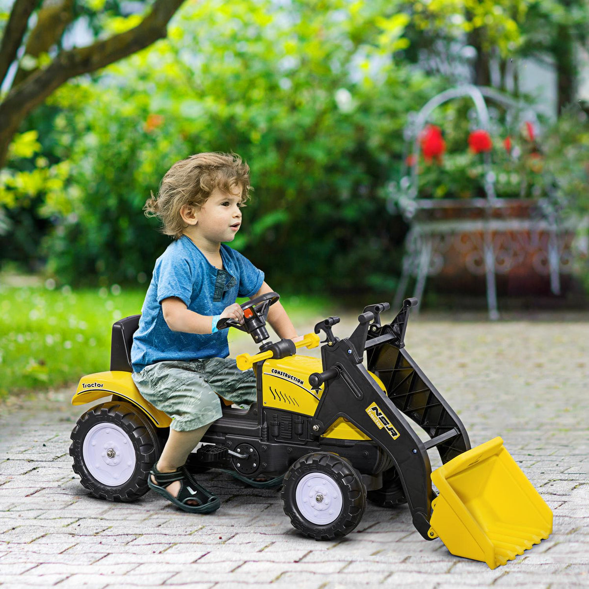 Seat Excavator Ride-On Excavator With Shovel For 3 Year Olds, Pedal Tractor, Ride-On Vehicle, 114X41X54Cm