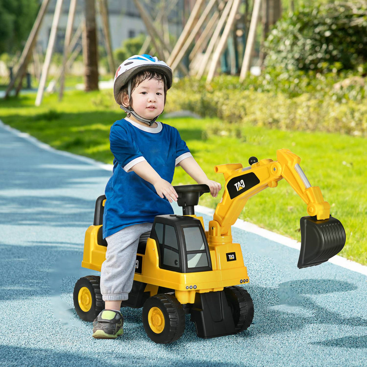 Seat Excavator Ride-On Vehicle With Shovel & Horn, For Children From 12 Months, Yellow + Black, 85X27.5X47.5Cm