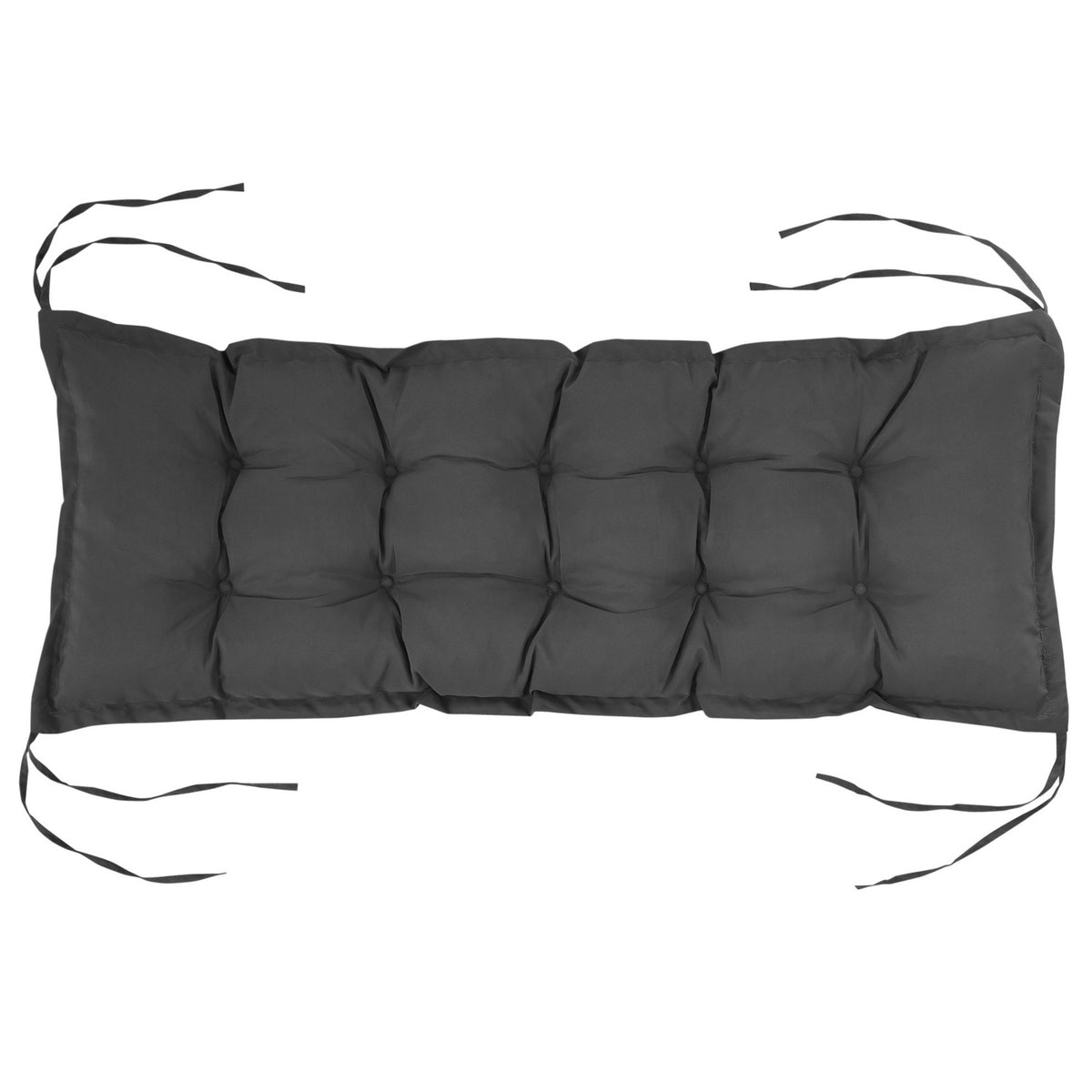 Seat cushion 100x40 cm chair cushion with ties, 10cm thick padding, washable seat cushion for home, garden, sofa, chairs, dark gray
