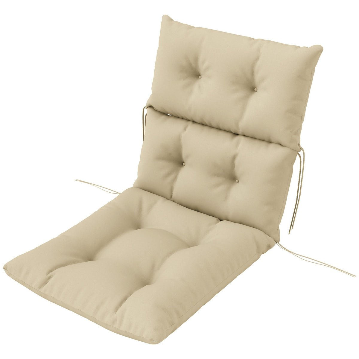 Seat cushion, 115x56 cm chair cushion with ties, backrest, 10cm thick padding, water-repellent seat cushion for home, garden, office, chairs, beige