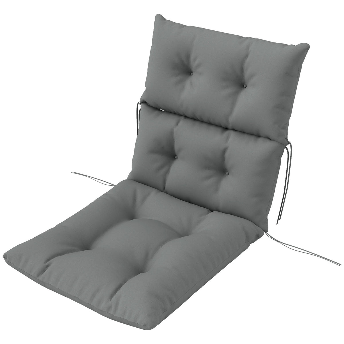 Seat cushion, 115x56 cm chair cushion with ties, backrest, 10cm thick padding, water-repellent seat cushion for home, garden, office, chairs, light gray