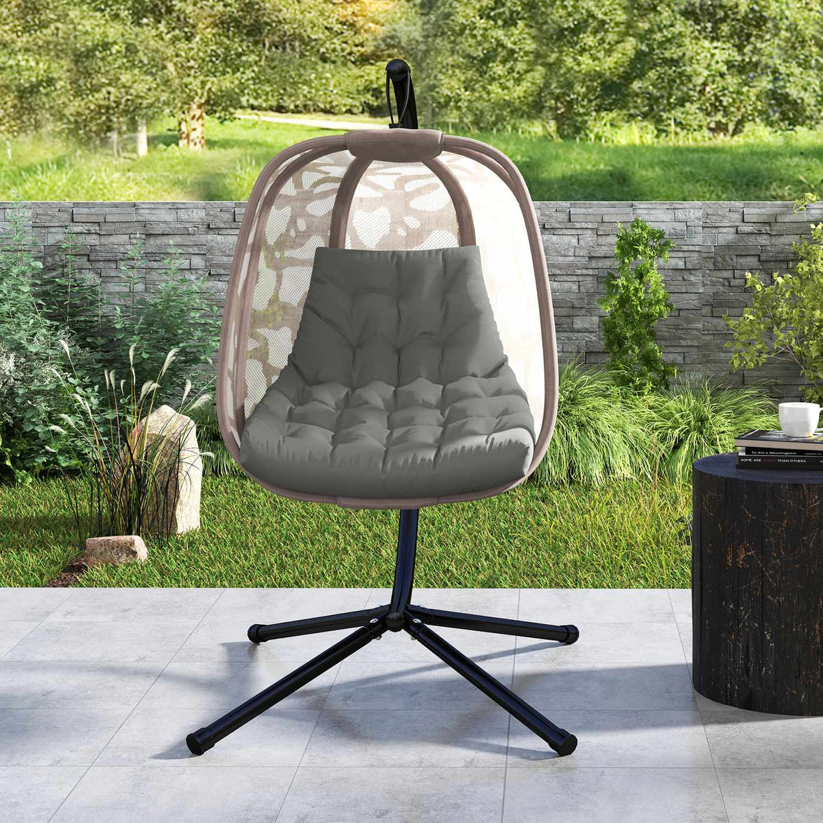 Seat cushion, 120x100 cm chair cushion with backrest, 8cm thick padding, water-repellent seat cushion for rocking chairs and hanging baskets, gray