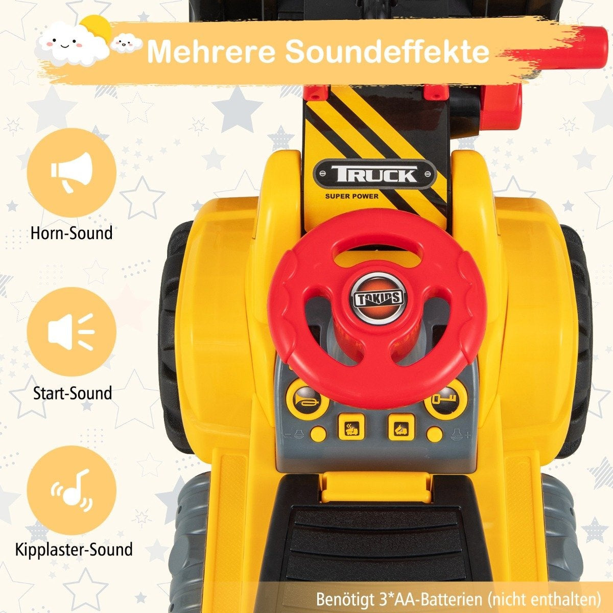 Seat excavator with built-in storage compartment children's excavator with 4 sound buttons excavator toy
