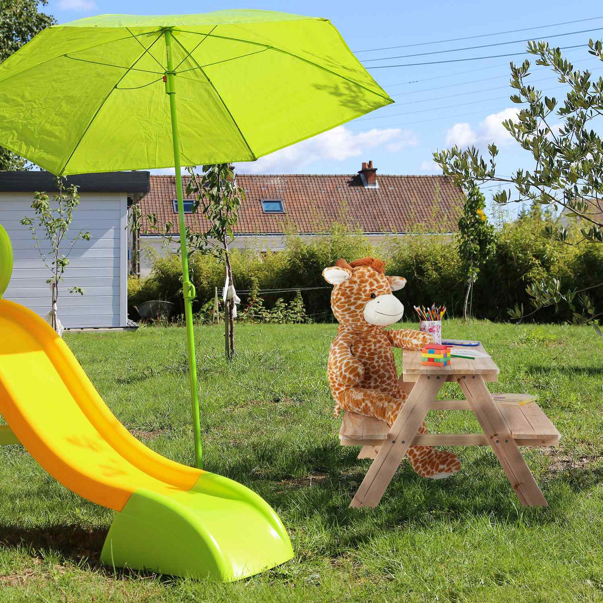 Seating group for children made of wood
